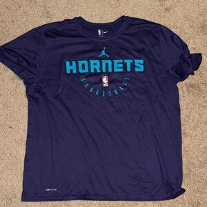 Nike Navy and Teal Hornets Basketball Tee